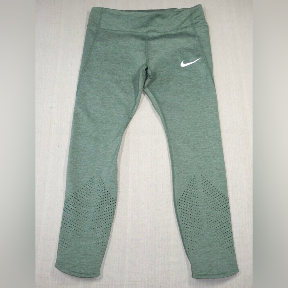 Nike Womens Size S Olive Green Dri-Fit Running Crop Yoga Leggings
